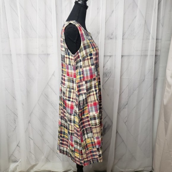 Northystyle Madras Patchwork Plaid Knee Length Sleeveless Dress Size 10 - Picture 4 of 12